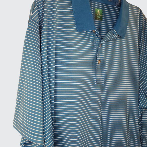 EUC Pro Tour Blue White Stripe Golf Shirt Men's Size XXL - Picture 3 of 9
